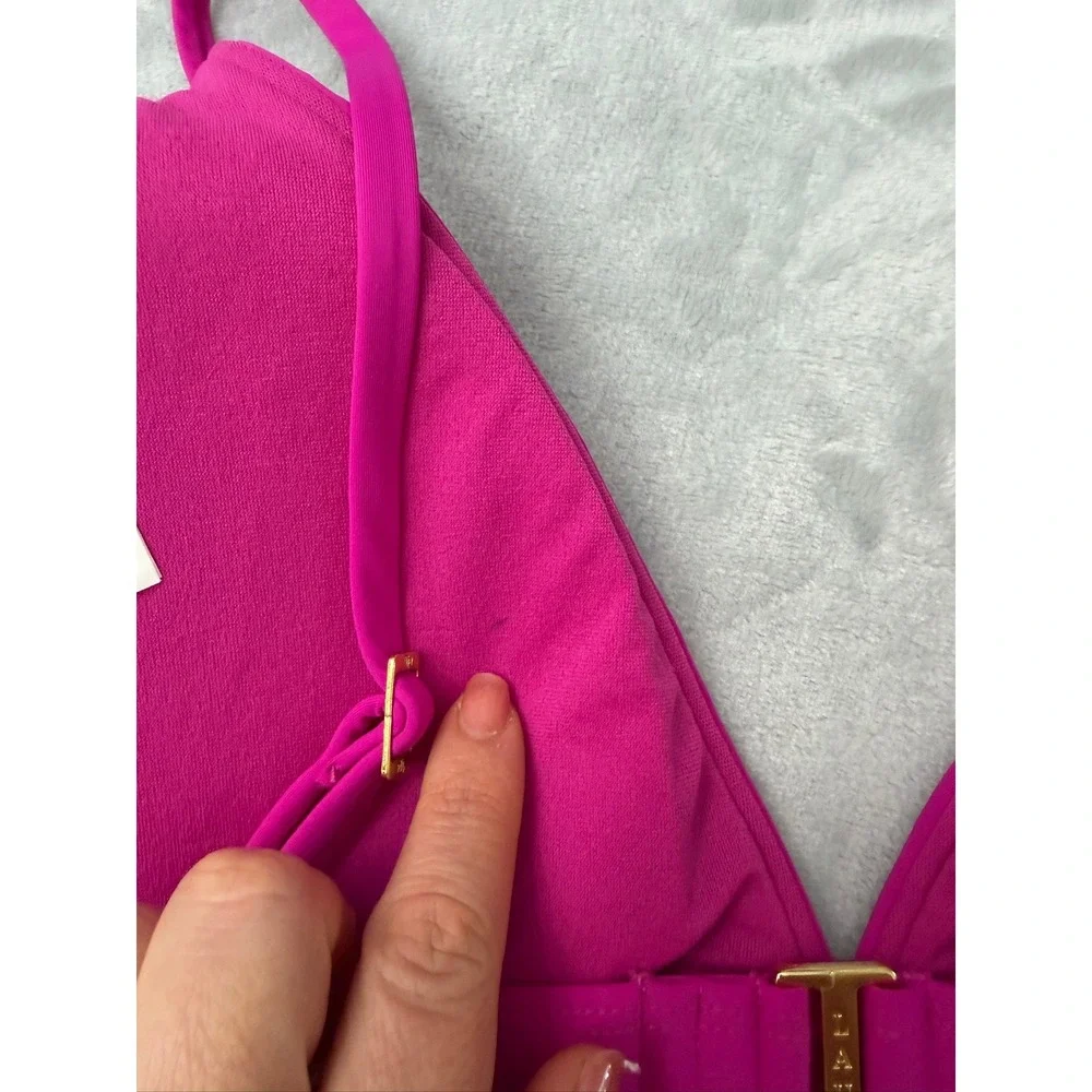 Lauren Ralph Lauren Women's Triangle V-Neck Bikini Top, Size 14 $85